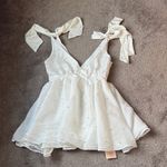SheIn Bae White Faux Pearl Bow Strap Mini Dress SIZE M Photo 0