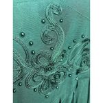 Karin Stevens VTG Y2K Dress Fairy Womens 6P Midi Whimsical Flowy Green Embroidered Beaded Photo 6