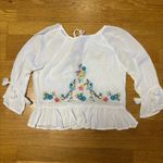 Raga  Floral Embroidered Coastal Cowgirl Western Boho Chic Peplum Crop Blouse XS Photo 3