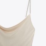 ZARA nwt beige rhinestone strap satin effect mini party coctail dress Photo 5