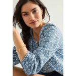 Roberta Roller Rabbit Roller Rabbit Wythe Blouse Anthropologie Blue White Block Print Cotton Top EUC M Photo 1