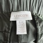 Chico's Pants Womens Medium Olive Green Pleated Skimmer Career Business Casual Photo 5