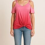 SheIn Pink Ombre Cold Shoulder Tie Strap Top | Size XL Photo 4
