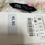 ZARA NEW Women's White Floral Smocked Short Puff Sleeve Crop Blouse Top Size S Photo 2