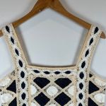 Primark Crochet Crop Top Small S Blue White Beige Sleeveless Square Neck Photo 6