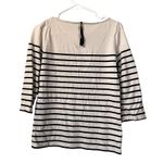 Loft Ann Τaylor black and cream striped 3/4 sleeve casual zip up top shirt Photo 3