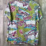First Issue Small Button Front Short Sleeve Floral Tropical Venice Blouse Pink Photo 1