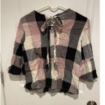 Anthropologie RO&DE bell sleeve plaid 3/4 pink black shirt XS Photo 5