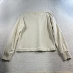 Evereve  S Small Kimberly Faux Leather Crew Neck Sweatshirt Cream Pullover Preppy Photo 11