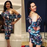 Alexia Admor women’s emerald blue floral cold shoulder dress size XS extra small Photo 4