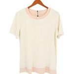 St. John NWT Cream Kit Pink Silk Trim Short Sleeve Tunic Top 12 Photo 0