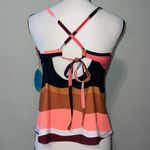 MYNAH womens size large sunset waves ruffle tankini removable padding NWT Black Photo 2