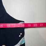 FRNCH  Navy‎ Blue Floral Spaghetti Strap Dress Large Lined Pleated Shift Photo 4