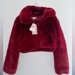 Band Of The Free Red Velma Red Faux Fur Cropped Jacket Photo 1