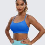 CRZ Yoga Butterluxe Y Back Sports Bra Padded Racerback Blue Medium Workout Top Photo 0