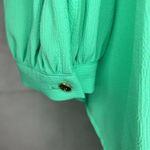 Kaari Blue  Green Tie Neck 3/4 Sleeve Cold Shoulder Top Blouse Size M Photo 7