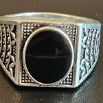 Cute black obsidian S925 silver ring size 7 Photo 0
