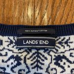 Lands' End  supima cotton blue and white printed cardigan small Photo 4