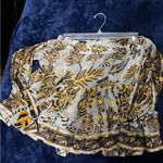 Farm Rio  Bead-embellished tie-front printed metallic fil coupé mini skirt x s Photo 1