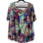 Plus Size Womens Casual Short Sleeve Top Paisley Print XXL Casual Vibrant Summer Purple Photo 4