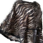 Alberto Makali Vintage 90s Shaggy Zebra Boatneck Poncho Sweater, Sz S/M Photo 8