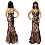 Dave and Johnny Black Gold Sequin Mermaid Gown - Size 1/2 Photo 1