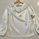 St. John ST. JOHN Satin Cowl Neck Liquid Cloud Long Sleeve Blouse Size 4 Photo 5