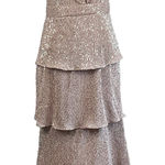 AQUA  Sequined Tiered A-Line Long Evening Gown Rose Gold Size 4 Formal Dress Photo 0