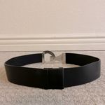 Chico's Chico’s Black Leather Painted Metal Medallion Clasp Adjustable Belt Photo 2