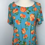 Yelete Dress Womens Large Orange Fruit Turquoise With Pockets Fit Flare Ladies Photo 2