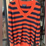 Ralph Lauren Vintage Polo Jeans Co USA Flag embroidered Sweater Navy Striped Photo 0