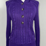Aeropostale  Juniors Purple Cable Knit Hoodie Sweater Button Front Size L Photo 0