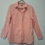 Old Navy Striped Orange and White Women's Shirt Photo 2