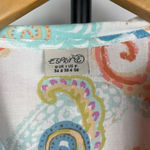 Esprit  Multicolored Ruffle Collar Paisley Boho Flowy Button‎ Up Blouse Photo 3