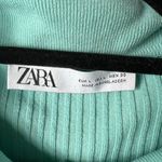 ZARA  aqua ribbed knit bodycon button‎ up dress women’s size large Photo 3