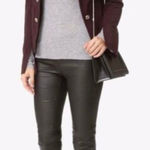 Theory Jonita K Blazer, Garnet Ponte Open Front Burgundy, Size 2 Photo 0