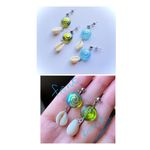 Handmade quality Czech glass beads snail shell & natural cowrie seashell dangle earrings 🌀💕 Photo 3