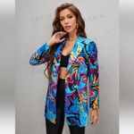 SheIn 4/$25 New Privé Graphic Print Single Button Blazer Sz M Photo 1