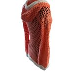 Venus Women's Orange Coral Crochet Hooded Dress Long Sleeve Size S (stretchy) Photo 3