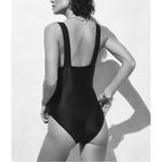 J.Crew NWT Ruched V-neck One-piece Swimsuit Black Photo 5