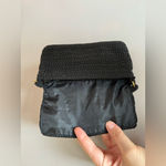 Faded Glory  Black with Gold Thread Crochet Mini Flap Hand Bag‎ Photo 6