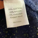 J.Jill navy blue speckled angora rabbit hair sweater cardigan. Large Photo 6