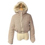 Princess Polly Zurie Houndstooth Hooded Full Zip Puffer Cropped Jacket Sz M / L Photo 6
