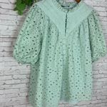 Pretty Garden Mint Green Eyelet Ruffle Peasant Blouse Photo 2