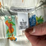 Midnight sky  White Orange Linen Blend Wide Leg Elastic Waist Pants sz L NEW Tags Photo 1