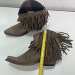 Fringe Leather Women 7.5 Gray Country Boho Festival Concert Cowgirl Ankle Boots Photo 2