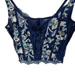 Victoria's Secret Victoria’s Secret Dream Angels Unlined Embroidered Lace Up Top M Medium B Navy Photo 4