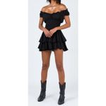 Princess Polly  Black Fit Flare Romper Dress Coquette Cap Sleeve Milkmaid Size 8 Photo 4