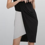 ZARA NWT W&B Collection Asymmetrical Draped Black and White Dress Size Small Photo 0