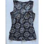 Tory Burch  Tank Top 100% Silk Blouse Sleeveless Pleated Geometric Sz S Black Photo 5